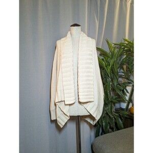 St. John Wool Cream Ivory Cardigan Sweater Chunky Thick Womens Small